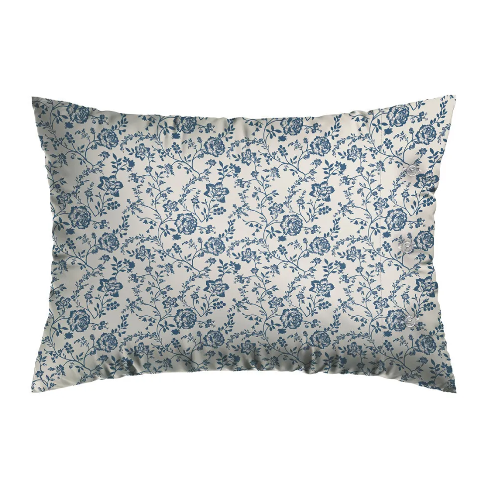 taie_doreiller_coton_perc_1.webp Taie d'oreiller coton percale fleurs - Bleu*Chevignon Fashion