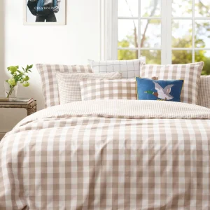Taie d'oreiller coton Vichy - Taupe*Chevignon Discount