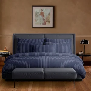 Taie(s) cotton satin - Rayures classiques bleu foncé*Chevignon Clearance