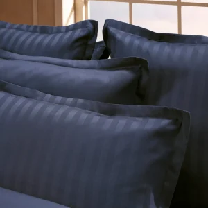 Taie(s) cotton satin - tissé Jacquard - rayures bleu foncé*Chevignon New