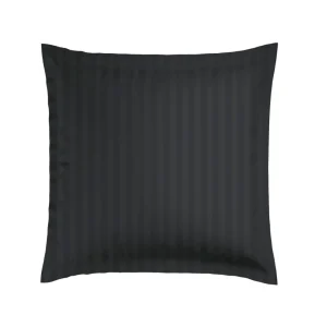 Taie(s) d'oreiller satin de coton rayure tissé Jacquard - Noir*Maison Héritage New