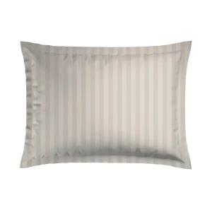 Taie(s) d'oreiller satin de coton rayure tissé jacquard - Taupe*Cacharel Sale