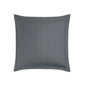 Taie(s) d'oreiller satin de coton rayure tissé Jaquard - Gris foncé*Maison Héritage New