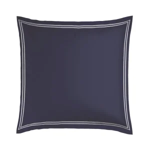 Taie(s) d'oreiller satin de coton - La Rochelle Blanc / Bleu foncé*Cacharel Discount