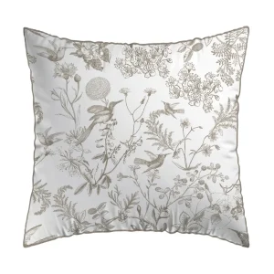 Taie(s) d'oreiller satin de coton - Colibri floral Taupe*Maison Héritage New