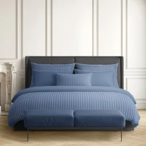 Taie(s) d'oreiller satin de coton rayure Jacquard - Bleu*Ines by Ines de la Fressange Fashion