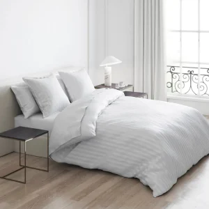Taie(s) d'oreiller satin de coton rayure tissé jacquard - Blanc*Cacharel Online