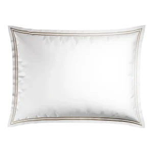 Taie(s) d'oreiller satin de coton - Paris Taupe / Blanc*Maison Héritage Fashion