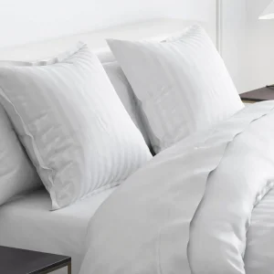 Taie(s) d'oreiller satin de coton rayure tissé jacquard - Blanc*Cacharel Online