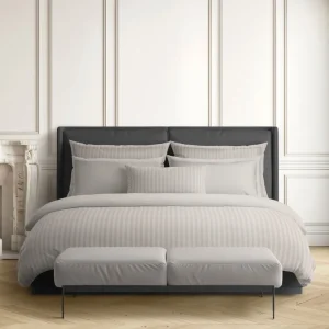 Taie(s) d'oreiller satin de coton rayure tissé Jacquard - Taupe*Ines by Ines de la Fressange Hot