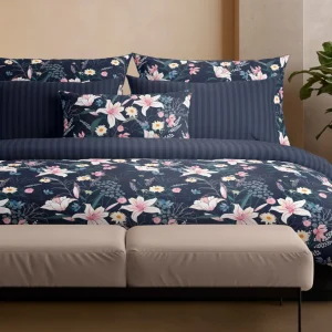 Taie(s) d'oreiller satin de coton - Fleur de minuit Bleu foncé*Cacharel New