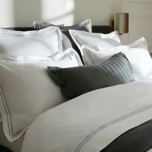 Taie(s) d'oreiller satin de coton - Nice Gris / Blanc*Rodier New