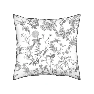 Taie(s) d'oreiller satin de coton - Colibri Floral Noir gris*Maison Héritage Sale