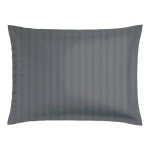 Taie(s) d'oreiller satin de coton rayure tissé Jaquard - Gris foncé*Maison Héritage New