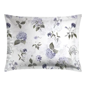 Taie(s) d'oreiller satin de coton - Hortensia Bleu foncé*Maison Héritage New