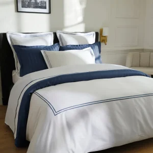 Taie(s) d'oreiller satin de coton - Paris Bleu foncé / Blanc*Maison Héritage Fashion