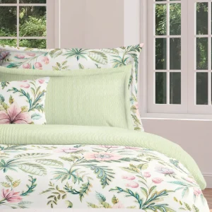 Taie(s) d'oreiller satin de coton - Fleurs de la forêt Vert*Maison Héritage Fashion