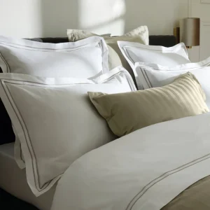 Taie(s) d'oreiller satin de coton - Paris Taupe / Blanc*Maison Héritage Fashion