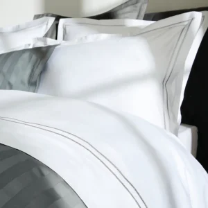 Taie(s) d'oreiller satin de coton - Nice Gris / Blanc*Rodier New