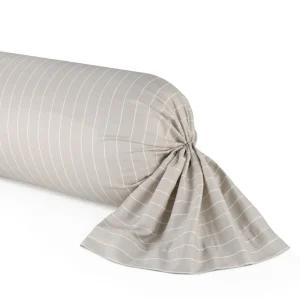 Taie(s) d'oreiller satin de coton - Rayures élégantes Taupe*Maison Héritage Outlet