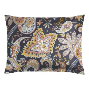 Taie(s) d'oreiller satin de coton - Indienne Bleu foncé / Doré*Maison Héritage Best