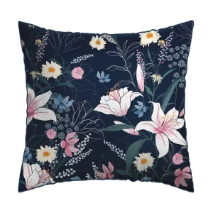 Taie(s) d'oreiller satin de coton - Fleur de minuit Bleu foncé*Cacharel New