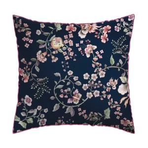 Taie(s) d'oreiller satin de coton - Jardin secret Bleu foncé / Rose*Cacharel Sale