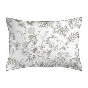 Taie(s) d'oreiller satin de coton - Colibri floral Taupe*Maison Héritage New