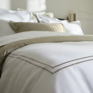 Taie(s) d'oreiller satin de coton - Paris Taupe / Blanc*Maison Héritage Fashion