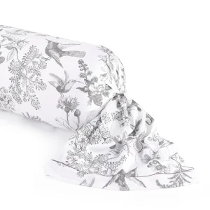 Taie(s) d'oreiller satin de coton - Colibri Floral Noir gris*Maison Héritage Sale