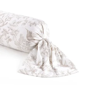 Taie(s) d'oreiller satin de coton - Colibri floral Taupe*Maison Héritage New