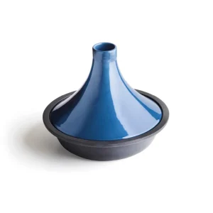Tajine en fonte d'acier bleu avec couvercle en céramique 29,7 cm*Brandt Discount