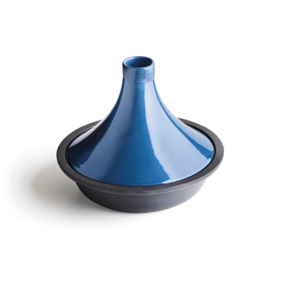 tajine_en_fonte_dacier_bl_0.webp Tajine en fonte d'acier bleu avec couvercle en céramique 29,7 cm*Brandt Discount