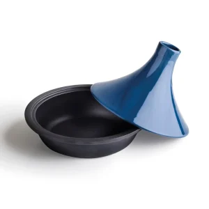 Tajine en fonte d'acier bleu avec couvercle en céramique 29,7 cm*Brandt Discount