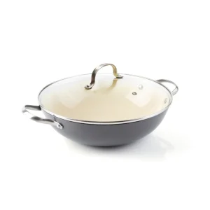 Wok en fonte structure nid d'abeille 30 cm en gris*Sauter Outlet