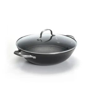 Wok en fonte structure nid d'abeille 30 cm en noir*Sauter Sale