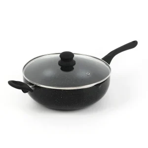 Wok Granite Pro - avec couvercle en aluminium granite - marbre noir*Brandt Sale