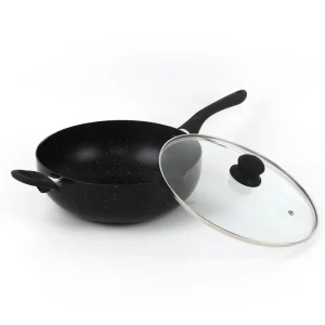 Wok Granite Pro - avec couvercle en aluminium granite - marbre noir*Brandt Sale