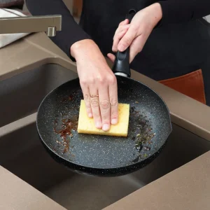Wok Granite Pro - avec couvercle en aluminium granite - marbre noir*Brandt Sale